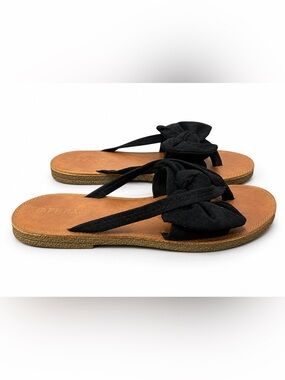 FISACE Black Bow Slide Sandals Women’s Size 8.5 Boho Flat Slip On Sandals